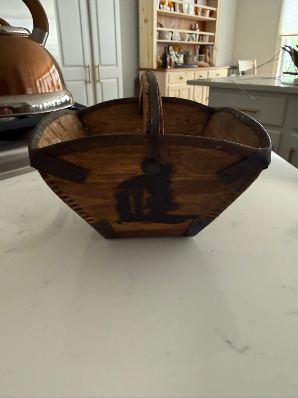 Chinese Wooden Rice Measure Basket antique chinese